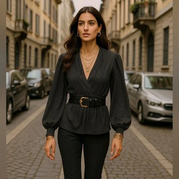 ETRO Milano Silk Wool Balloon Sleeve Top – Size IT 44 (fits M) - Picture 1 of 11